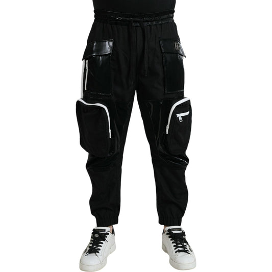 Black Nylon Cargo Jogger Men Sweatpants Pants