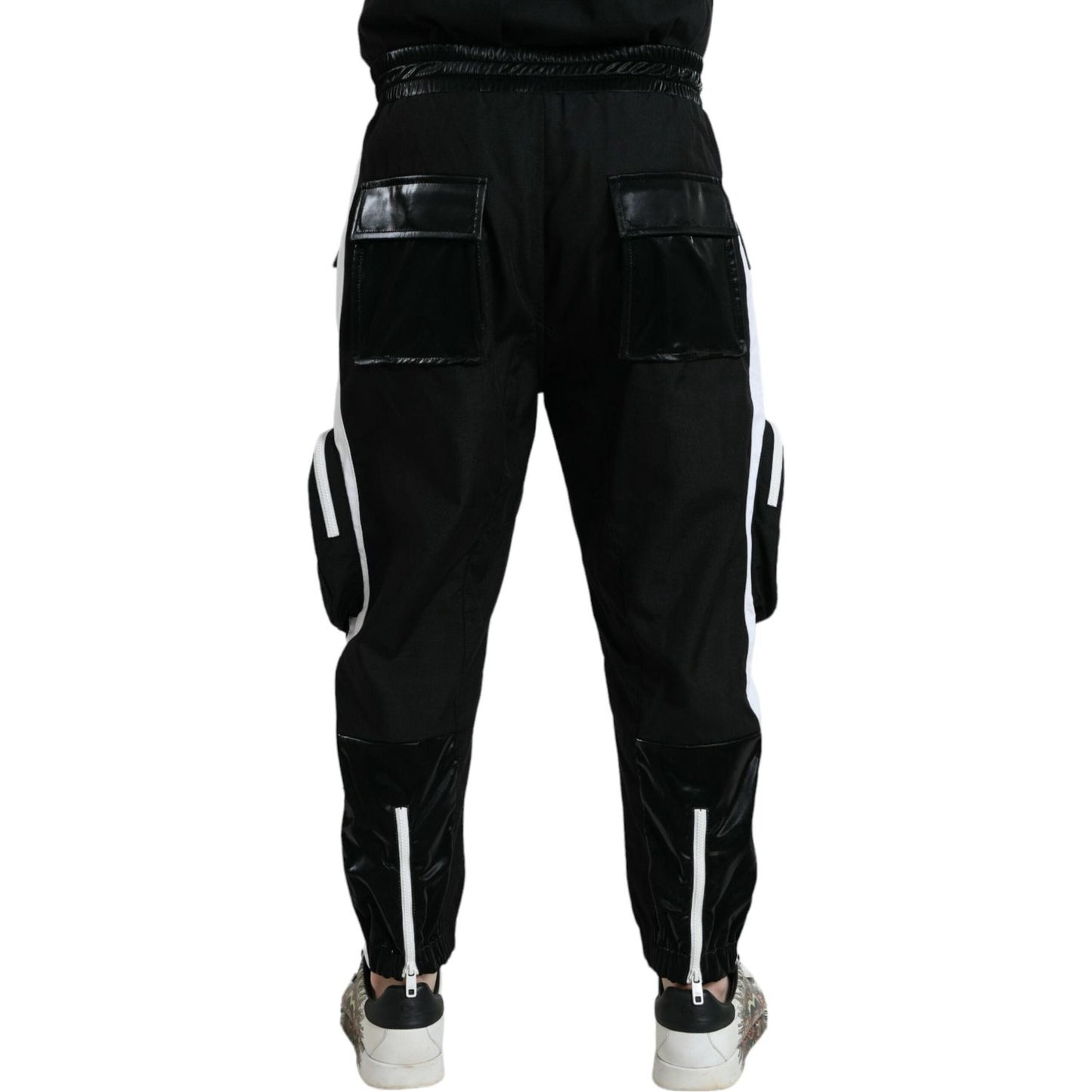 Black Nylon Cargo Jogger Men Sweatpants Pants