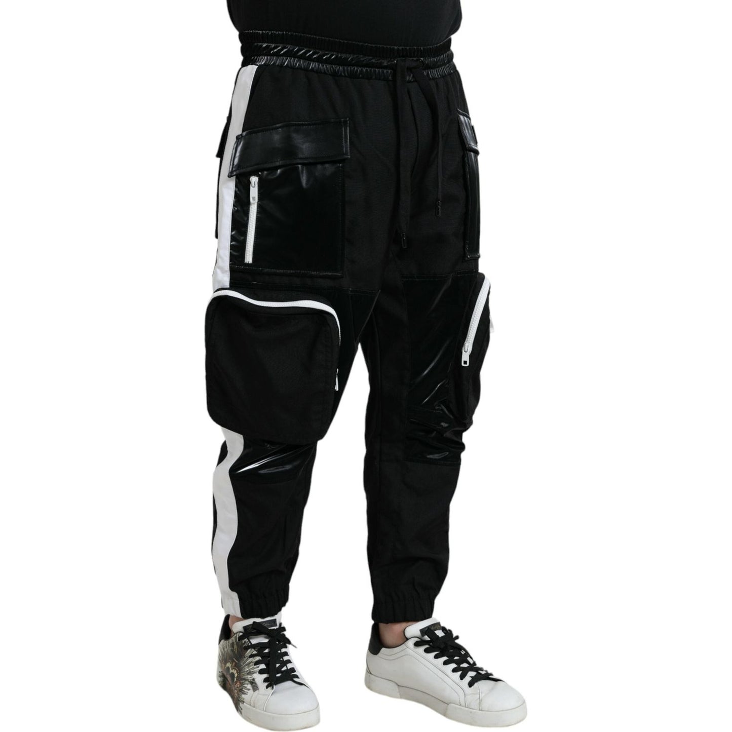 Black Nylon Cargo Jogger Men Sweatpants Pants