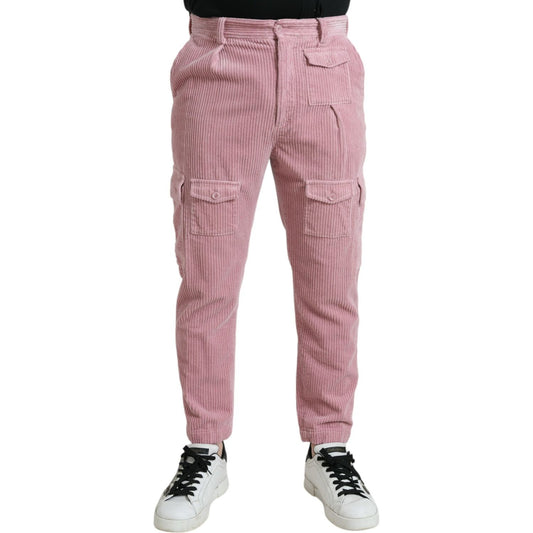 Pink Corduroy Cotton Stretch Skinny Cargo Jeans Dolce & Gabbana