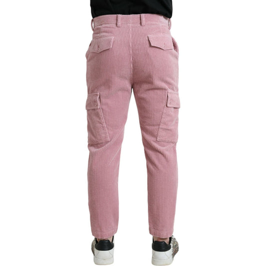 Pink Corduroy Cotton Stretch Skinny Cargo Jeans