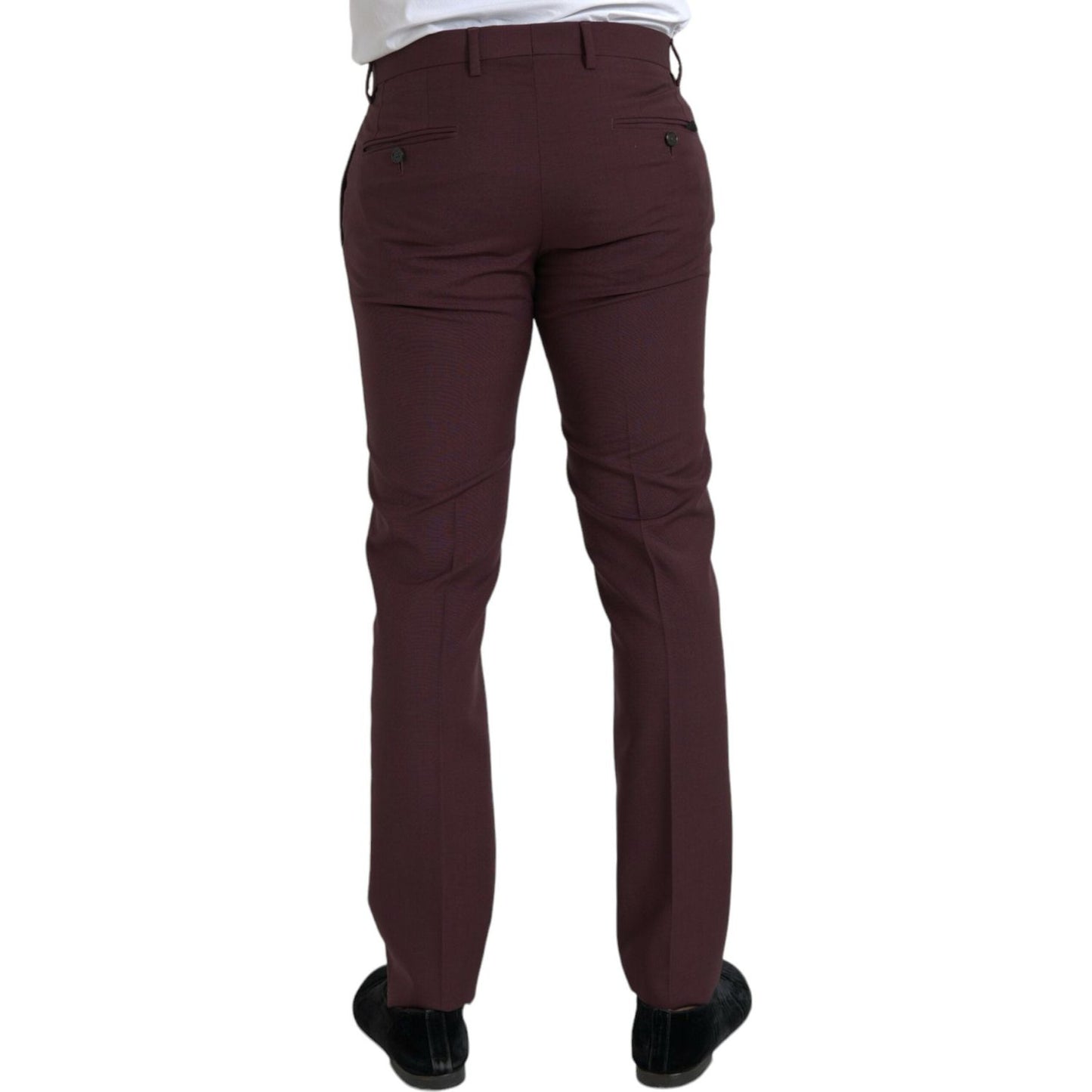 Maroon Wool Men Slim Fit Dress Pants