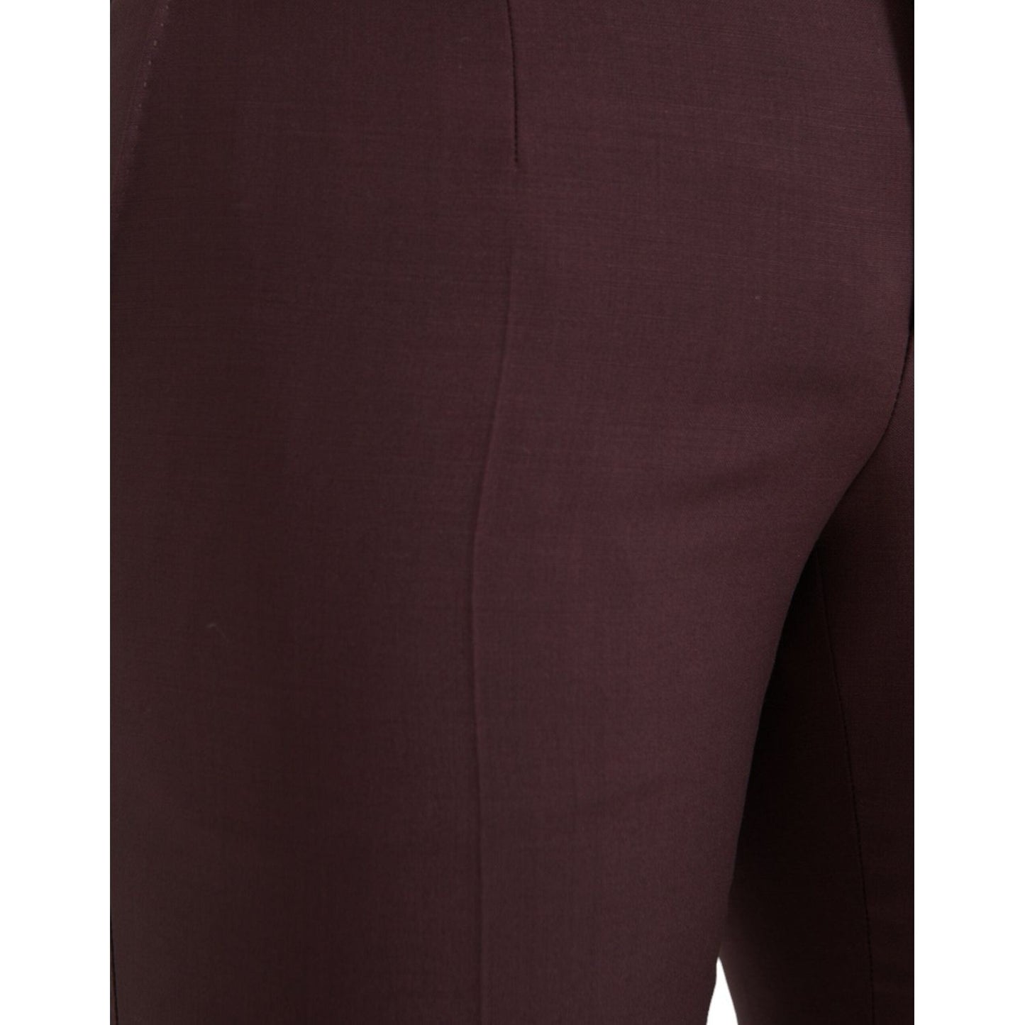 Maroon Wool Men Slim Fit Dress Pants