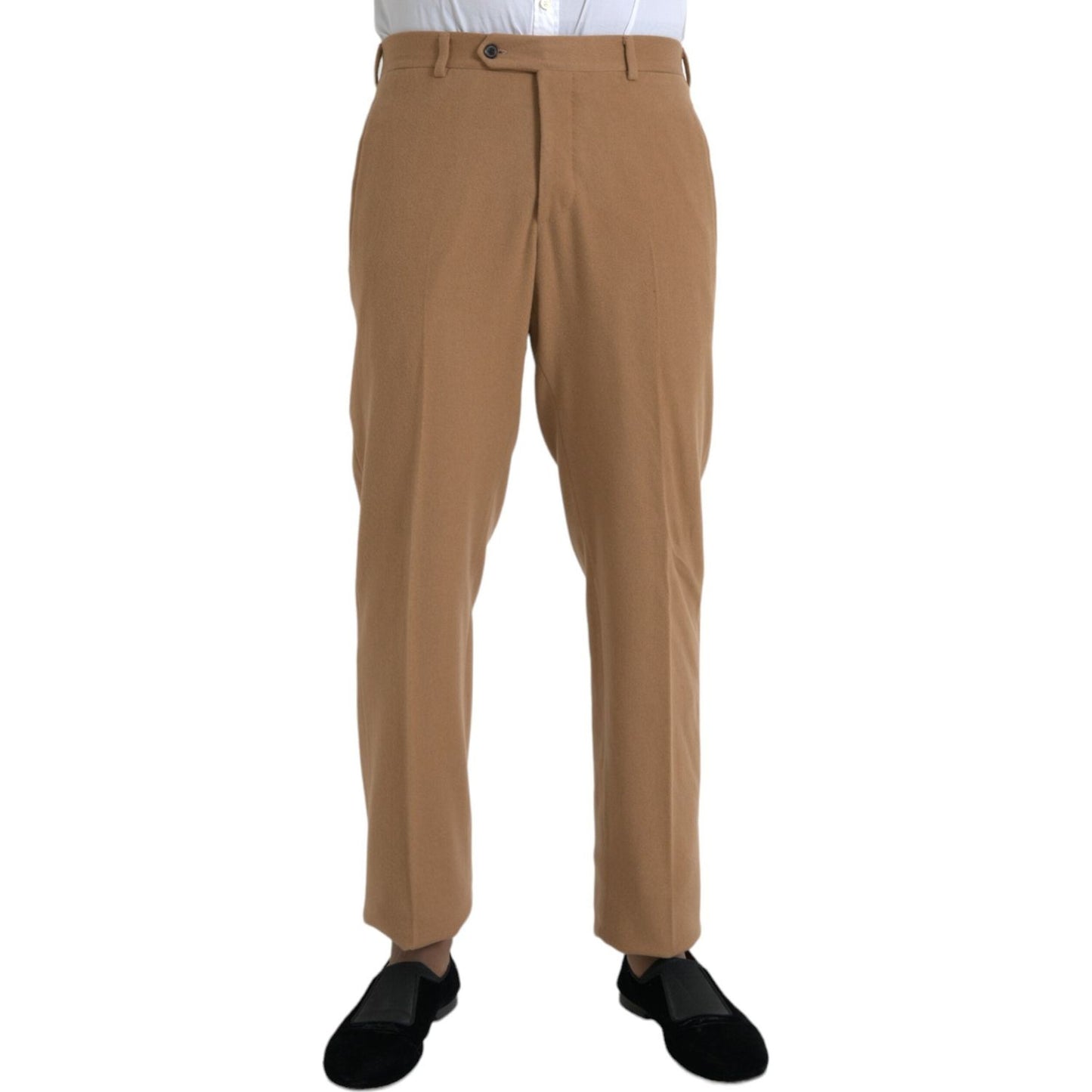 Beige Cashmere Men Straight Fit Dress Pants