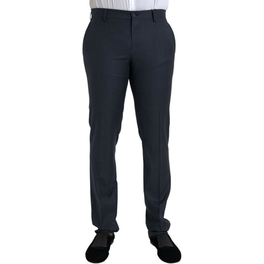 Blue Wool Men Skinny Dress Pants Dolce & Gabbana