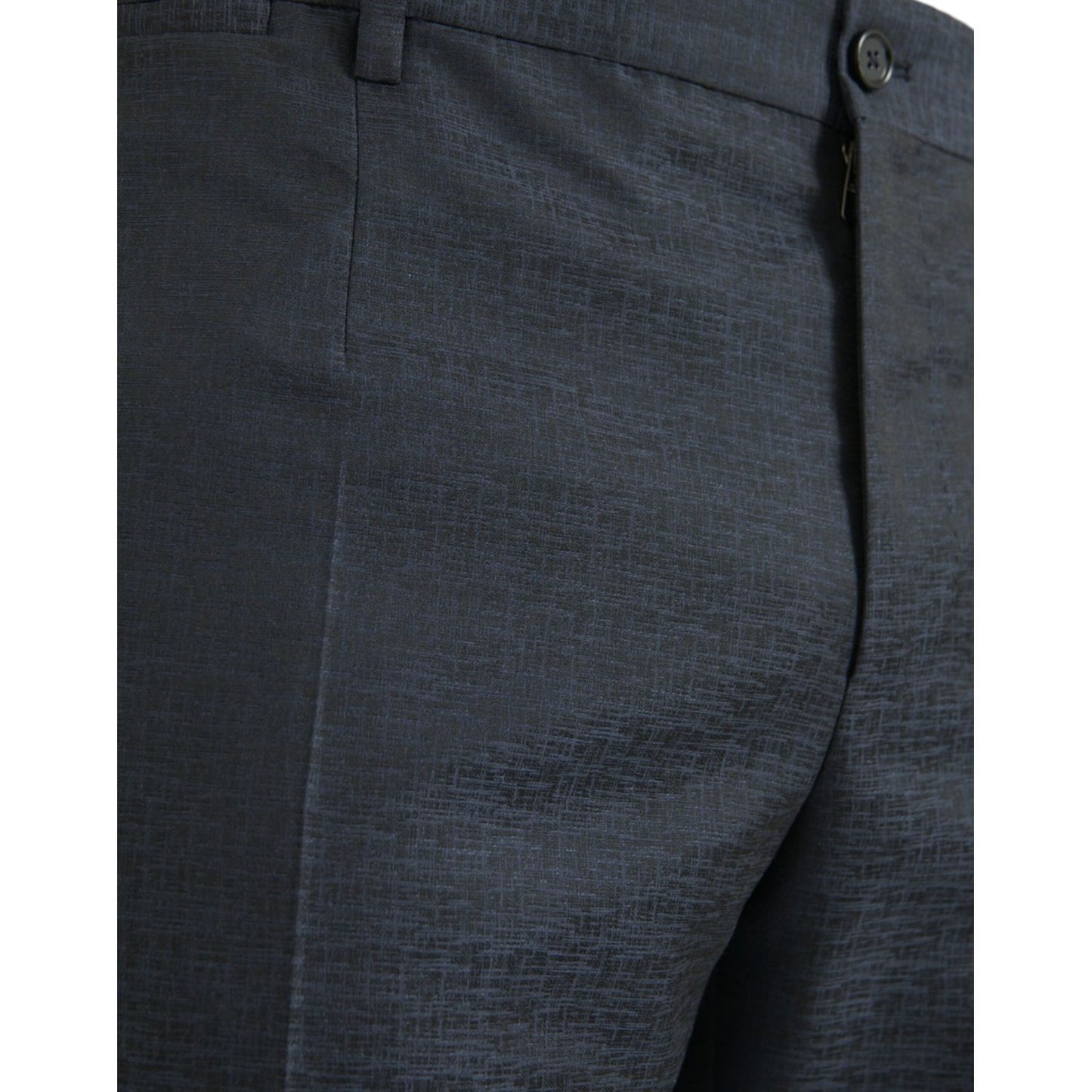 Blue Wool Men Skinny Dress Pants