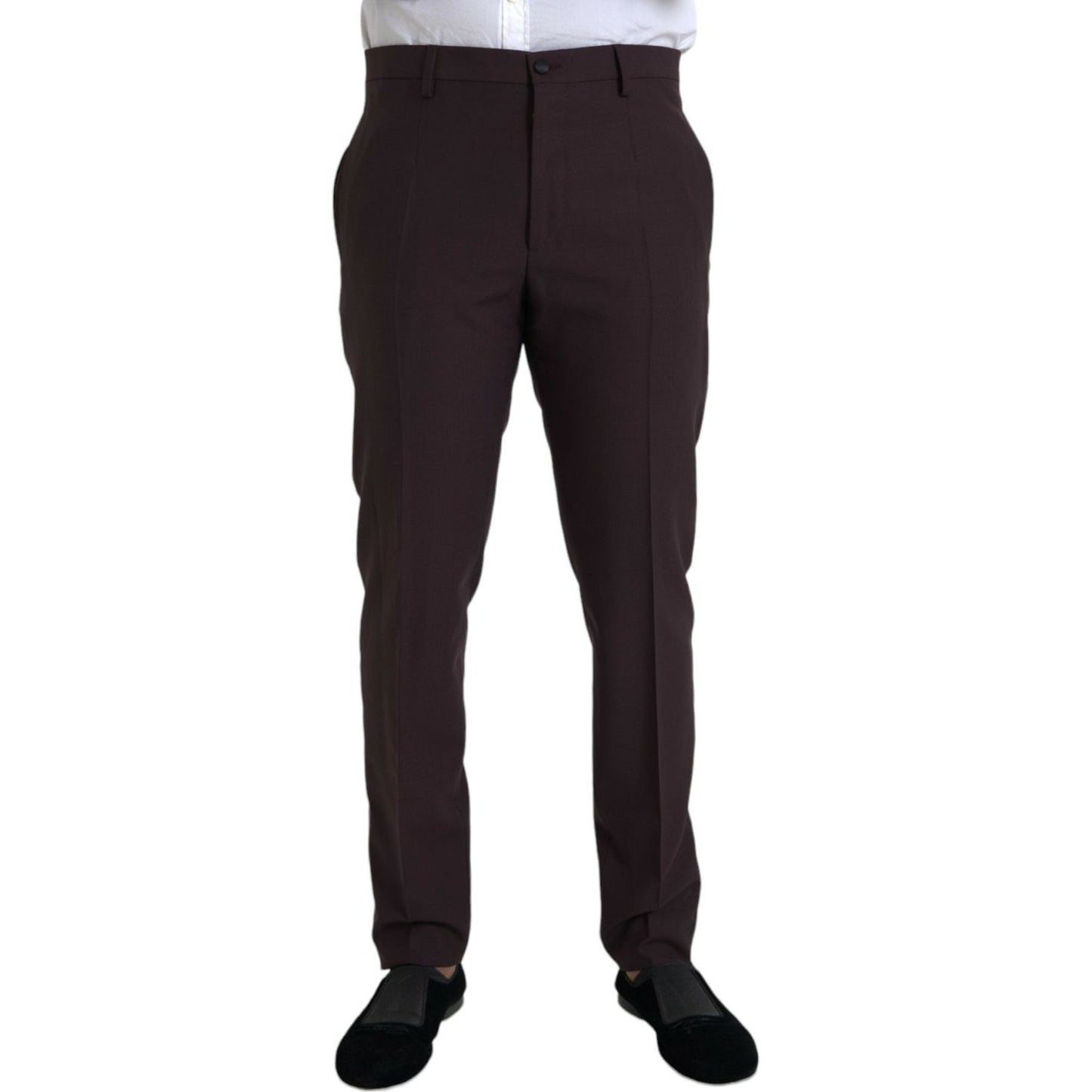 Dark Brown Wool Slim Fit Pants