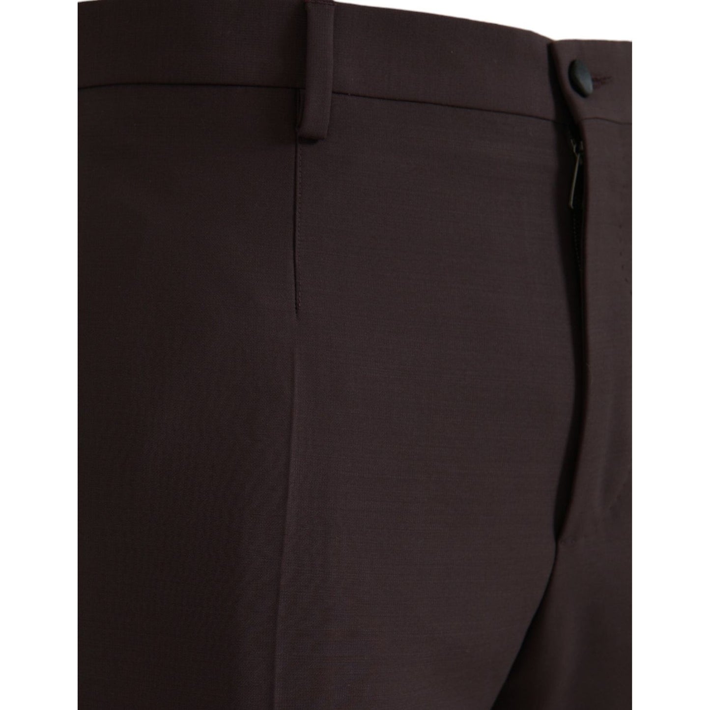 Dark Brown Wool Slim Fit Pants