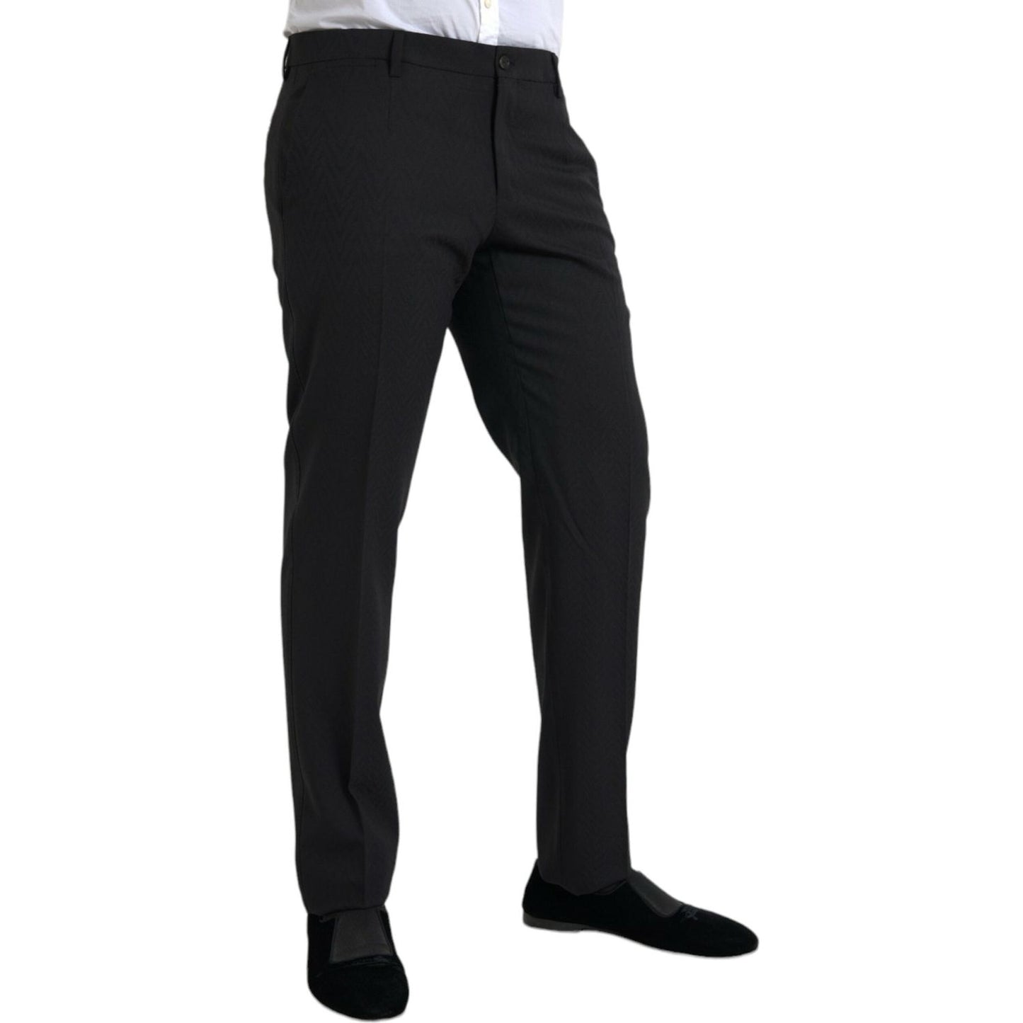 Black Wool Men Skinny Dress Pants