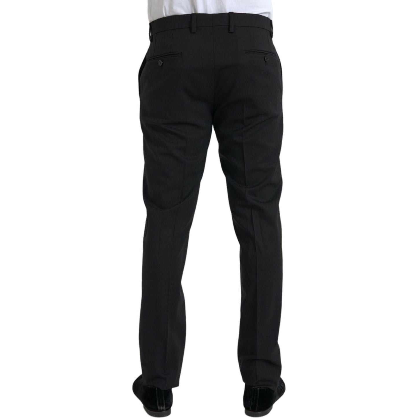 Black Wool Men Skinny Dress Pants