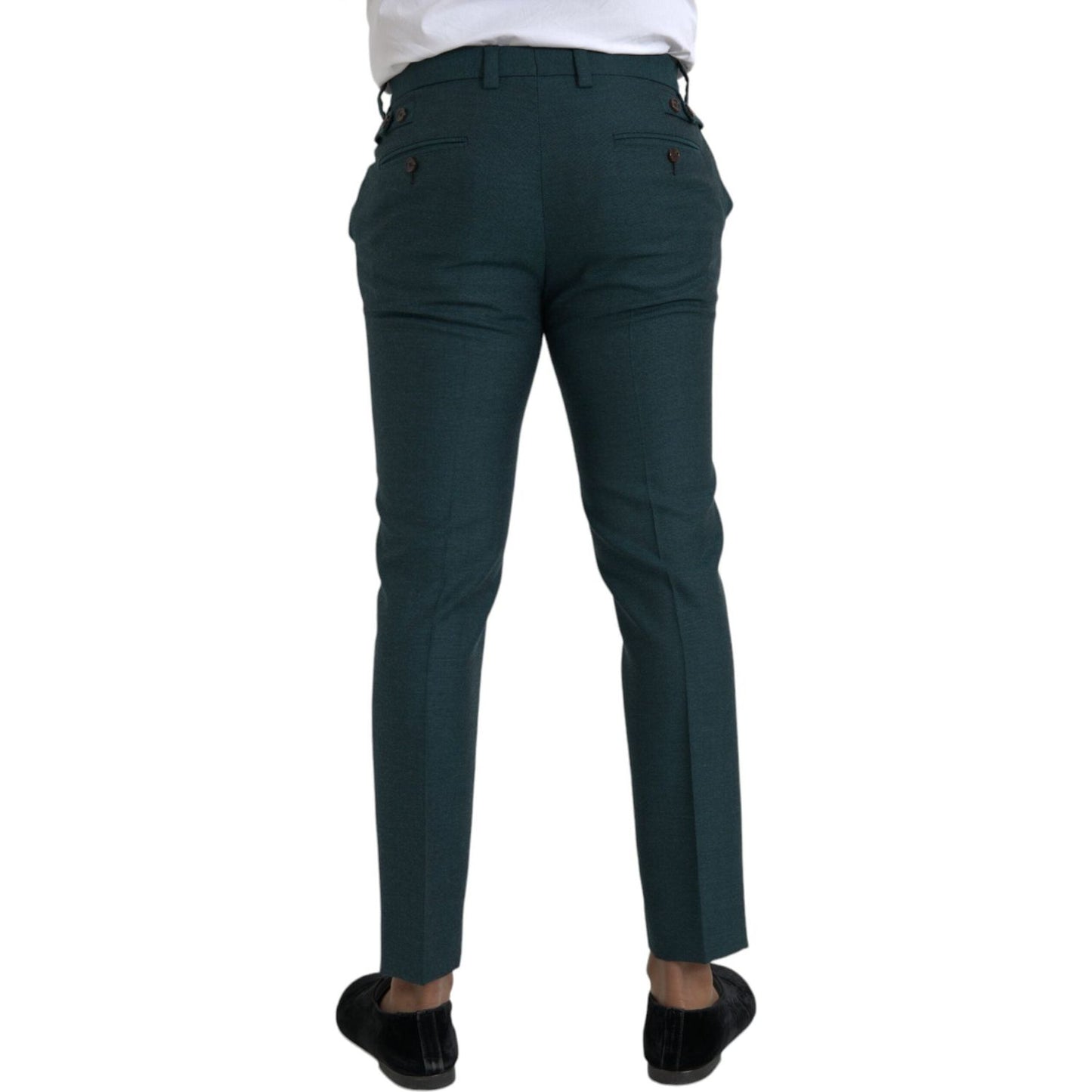 Green Wool Skinny Slim Dress Pants