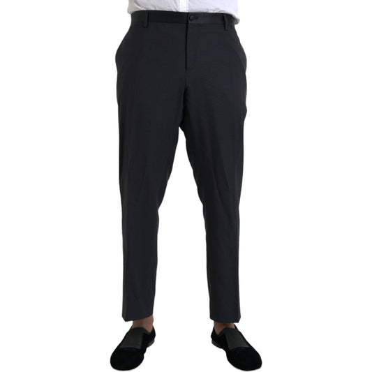 Blue Wool Men Skinny Dress Pants