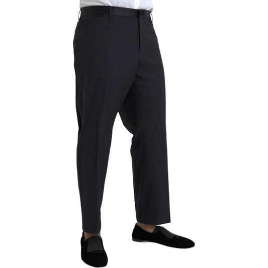 Blue Wool Men Skinny Dress Pants