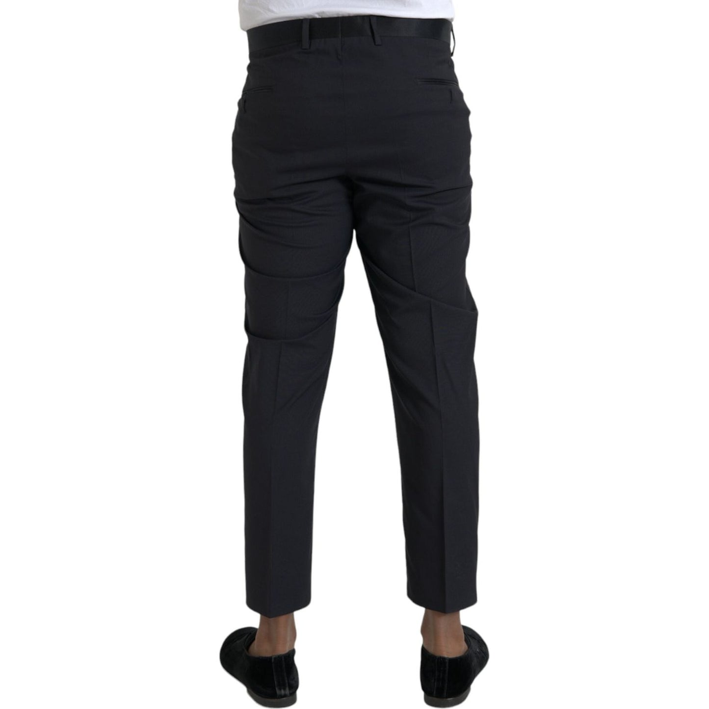 Blue Wool Men Skinny Dress Pants