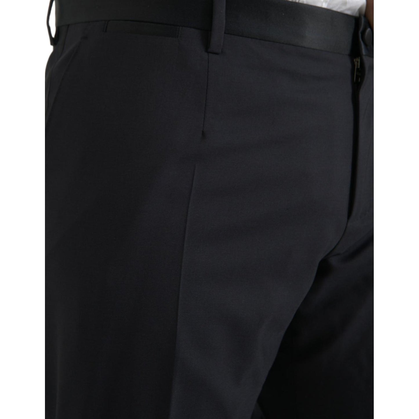 Blue Wool Men Skinny Dress Pants