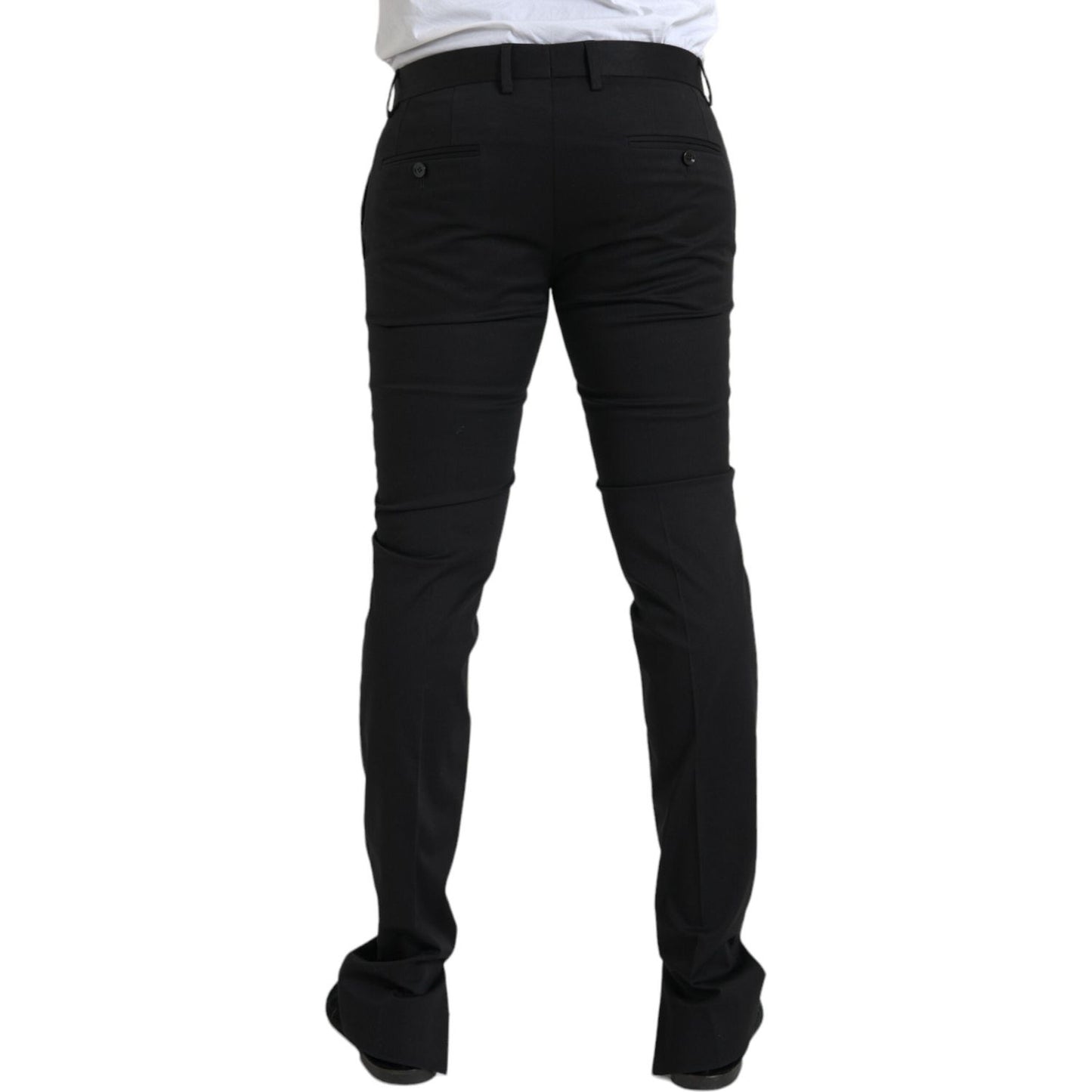 Black Cotton Stretch Skinny Dress Pants