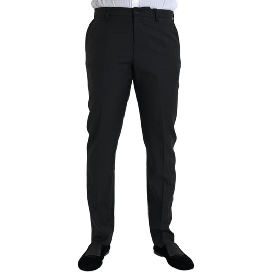 Black Wool Men Skinny Dress Pants