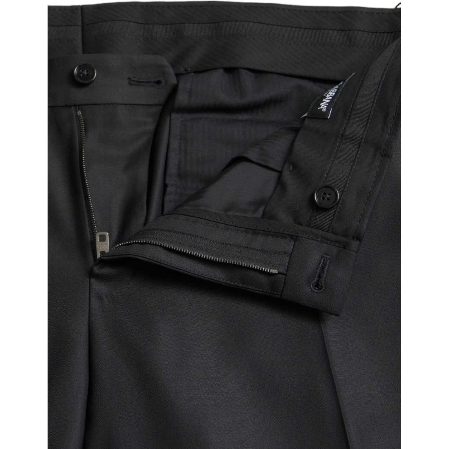 Black Wool Silk Skinny Dress Pants