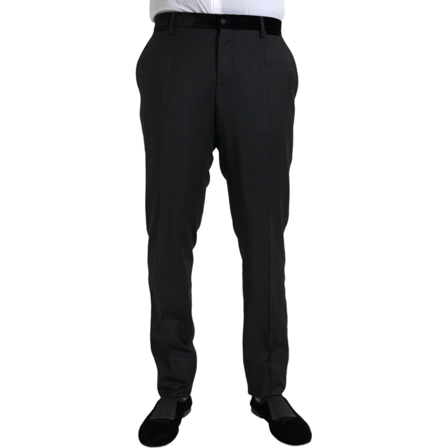 Black Silk Men Skinny Dress Pants