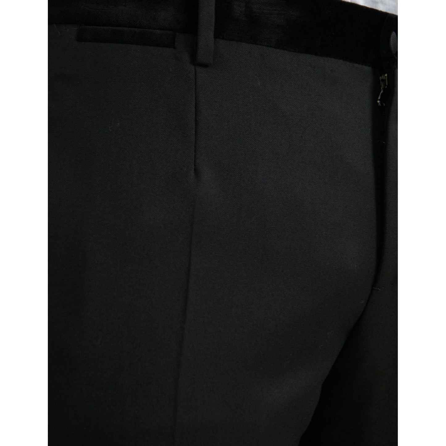 Black Silk Men Skinny Dress Pants