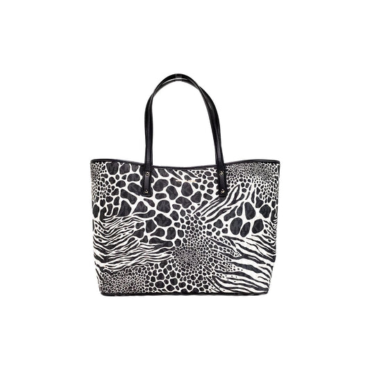 Carter Large Black Animal Print PVC Open Tote Shoulder Purse Bag