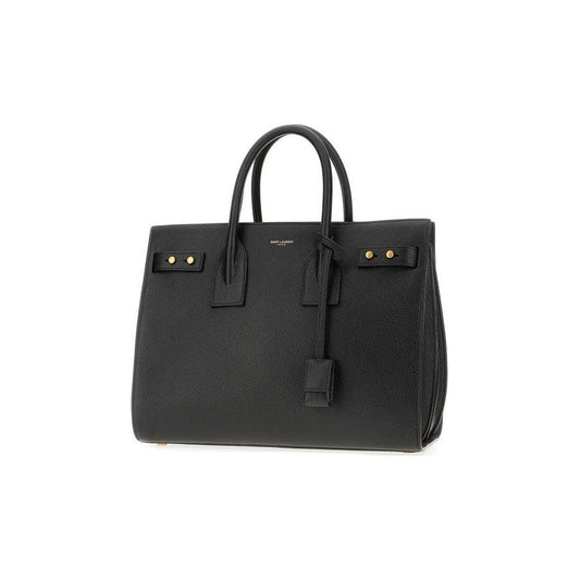 Black Calf Leather Sac De Jour Handbag Saint Laurent