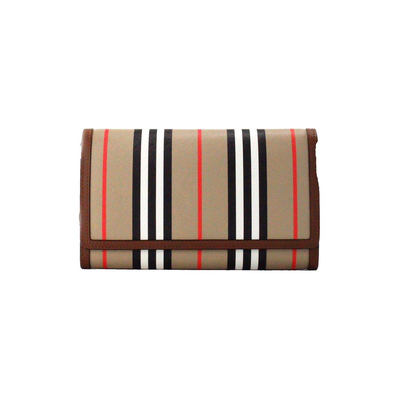 Hannah Icon Stripe Archive Tan E-Canvas Leather Wallet Crossbody Bag