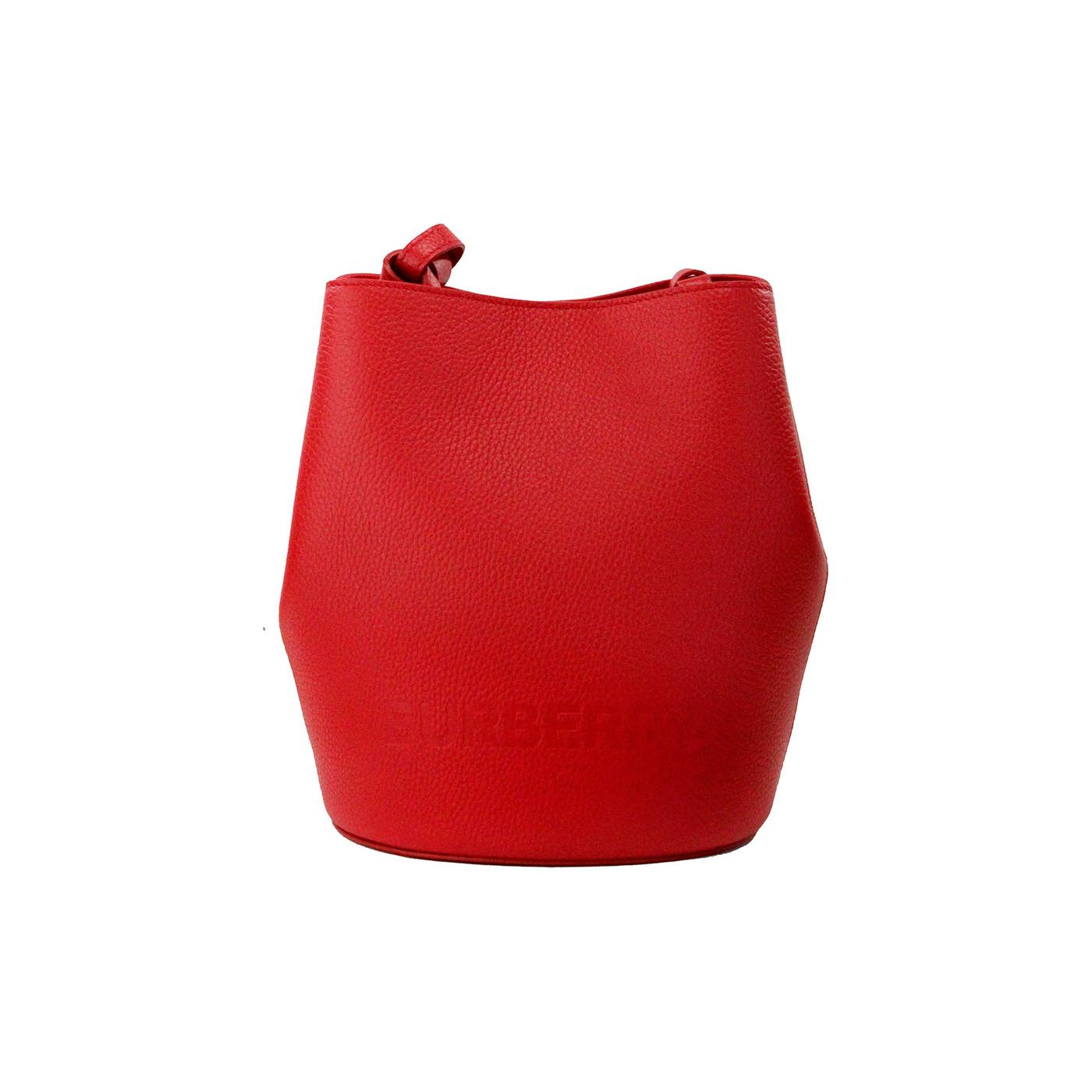 Lorne Small Red Pebbled Leather Bucket Crossbody Purse Bag