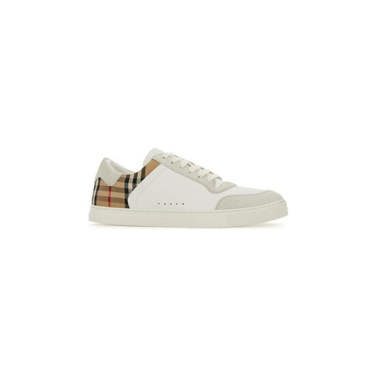 Burberry White Multicolor Calf Leather Sneakers Burberry