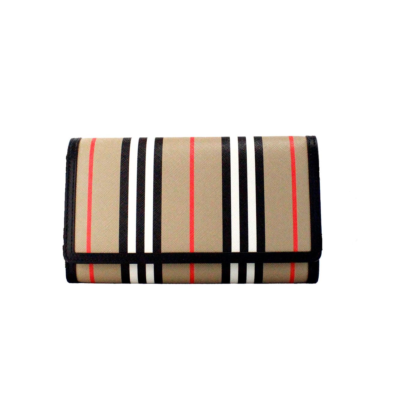 Hannah Icon Stripe Archive Black E-Canvas Leather Wallet Crossbody Bag