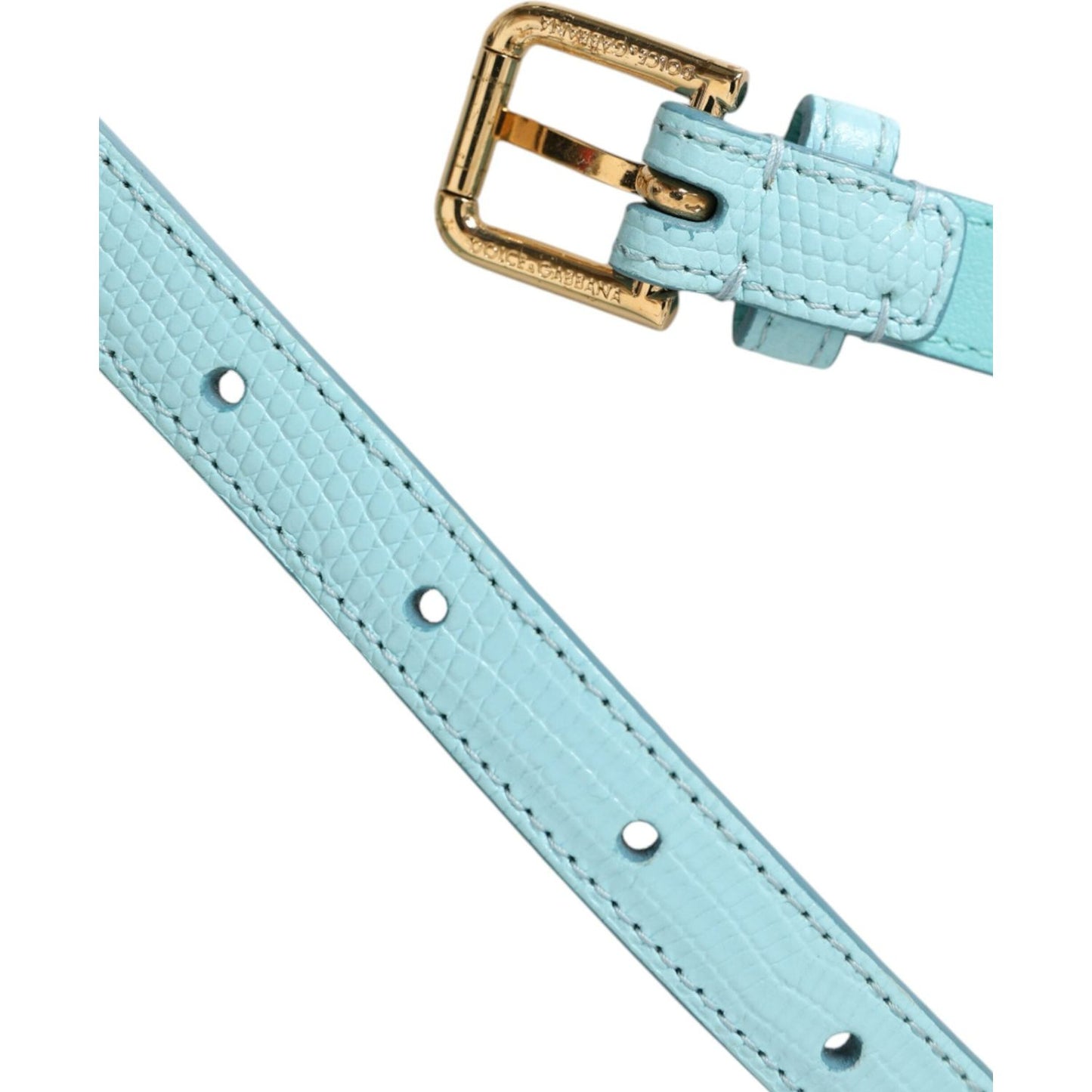 Light Blue Leather Crystal Chain Waist Belt