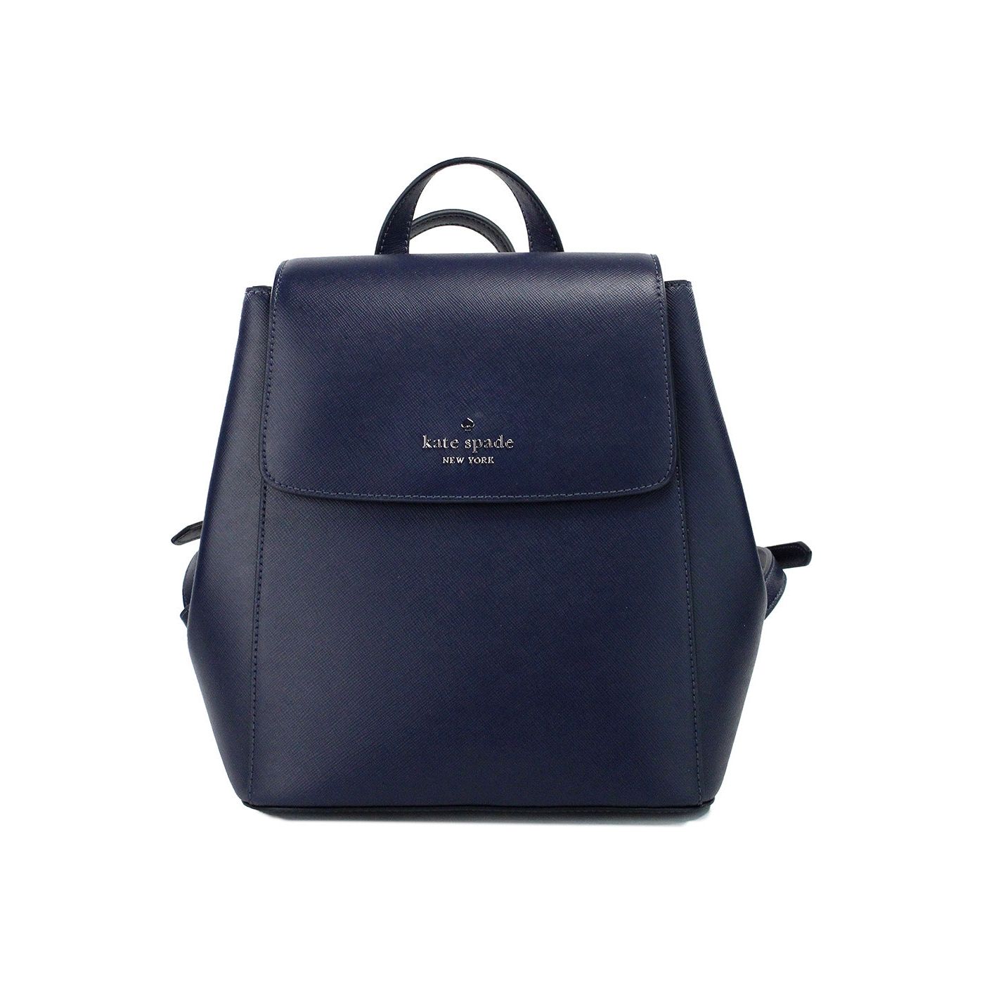 Madison Navy Saffiano Leather Medium Flap Shoulder Backpack Bag