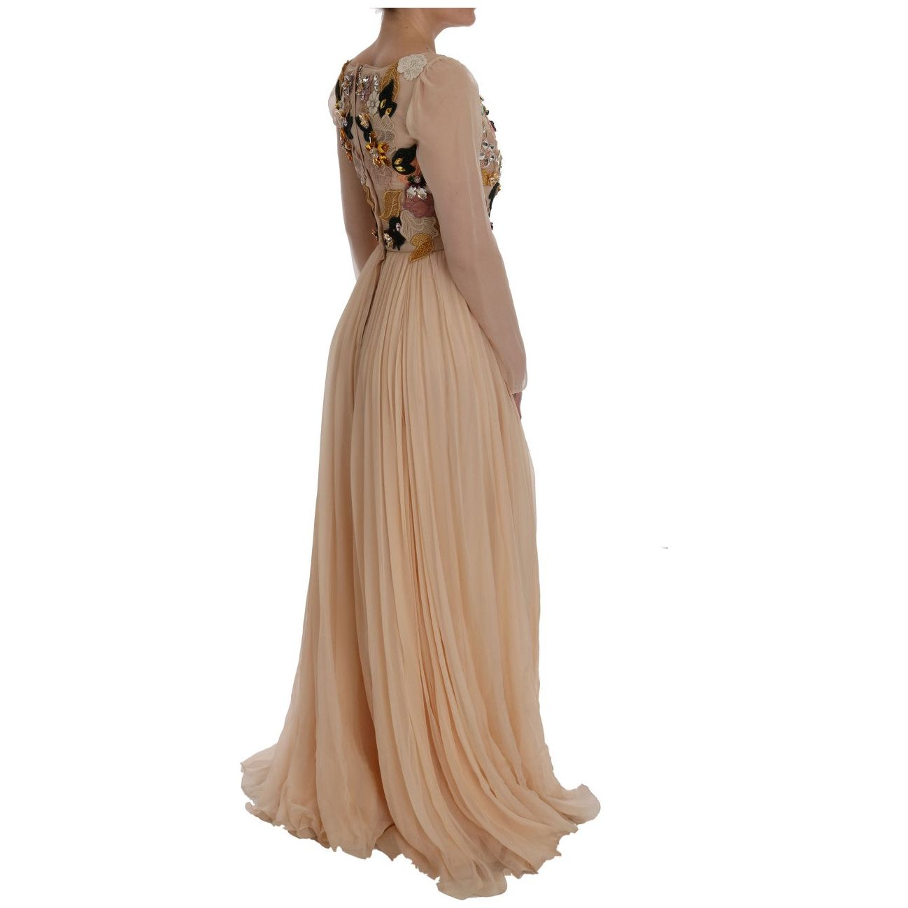 Dolce & Gabbana Elegant Floral Embroidered Silk Maxi Dress pink-silk-floral-crystal-maxi-gown-dress