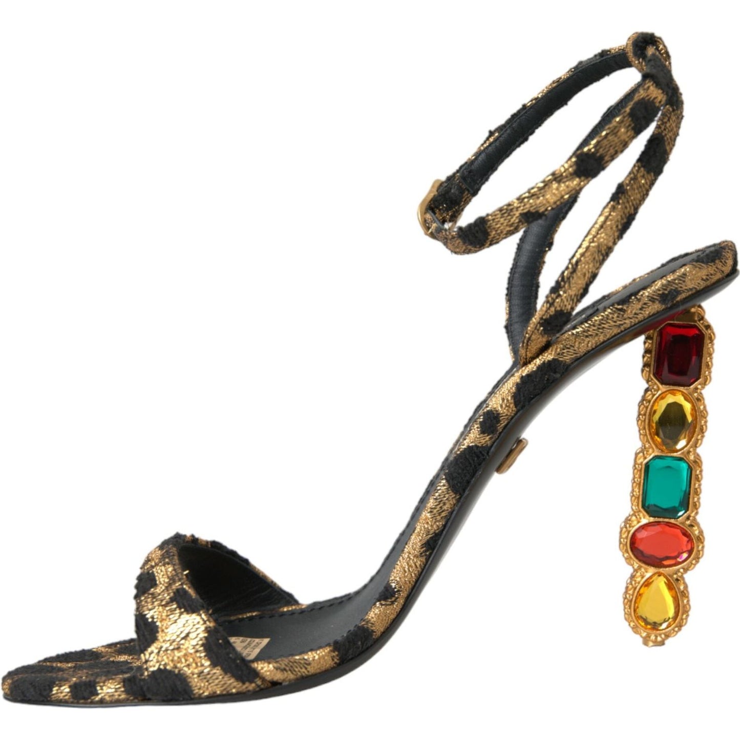 Gold Leopard Crystals Heels Sandals Shoes