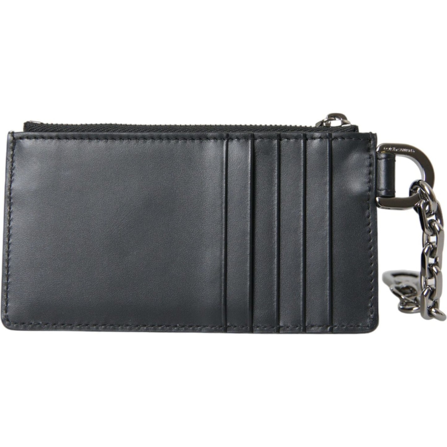 Black Calfskin Leather DG Logo Card Holder Wallet Men