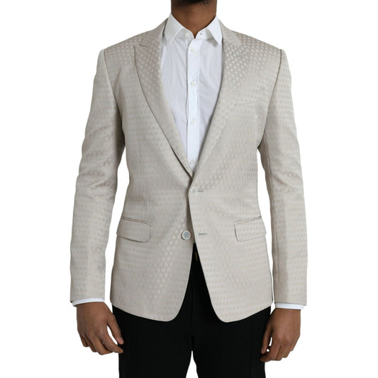 Beige MARTINI Single Breasted Coat Blazer Dolce & Gabbana