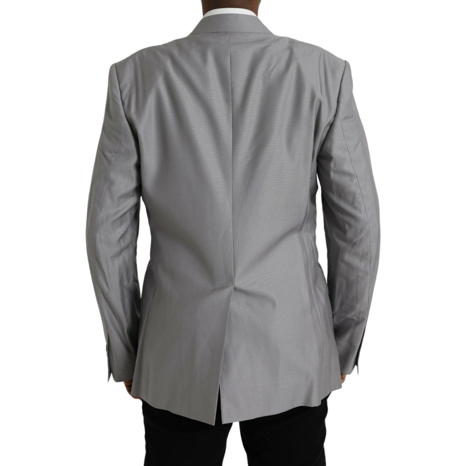 Dolce & Gabbana Gray Wool Peak Single Breasted Coat Blazer