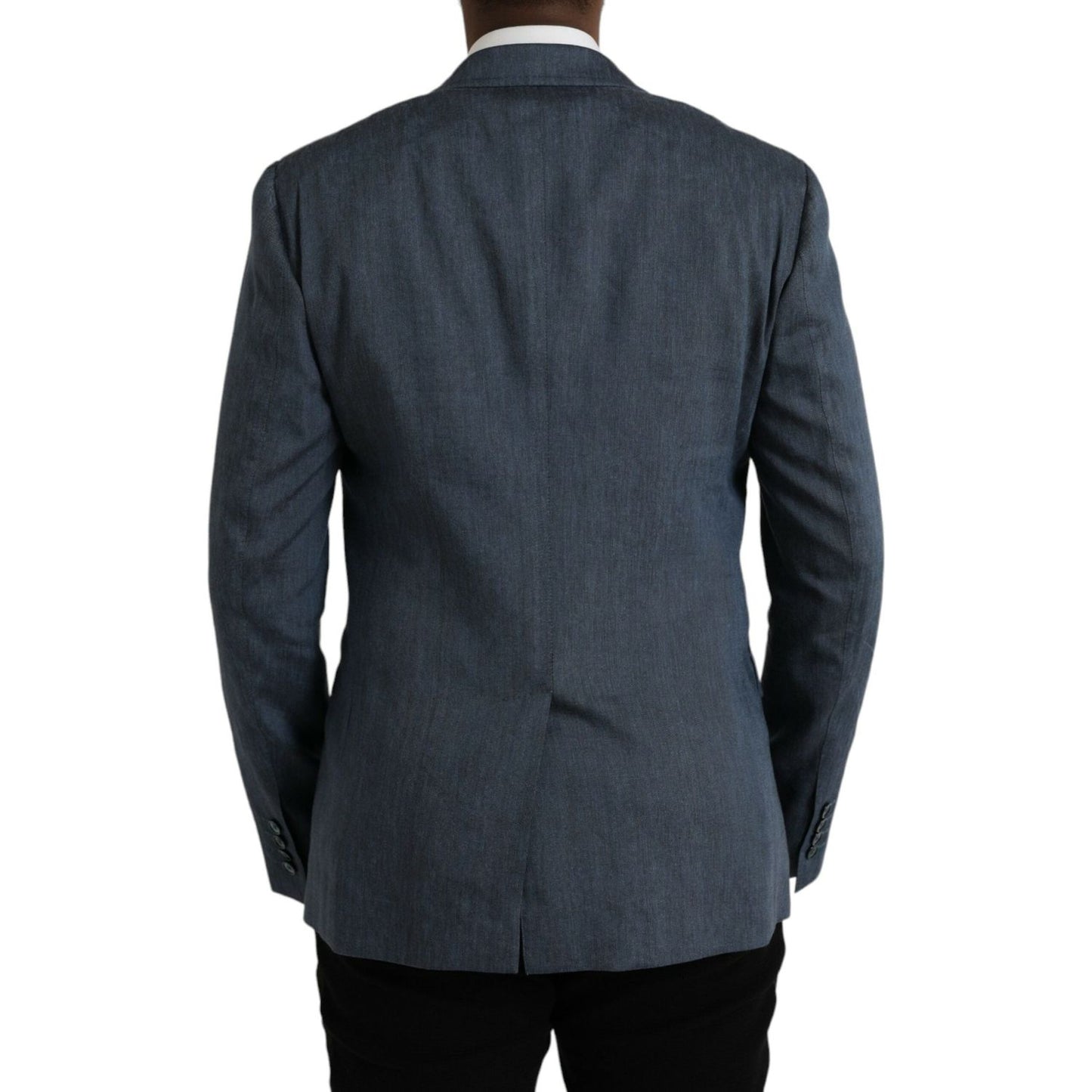 Blue Linen NAPOLI Single Breasted Coat Blazer