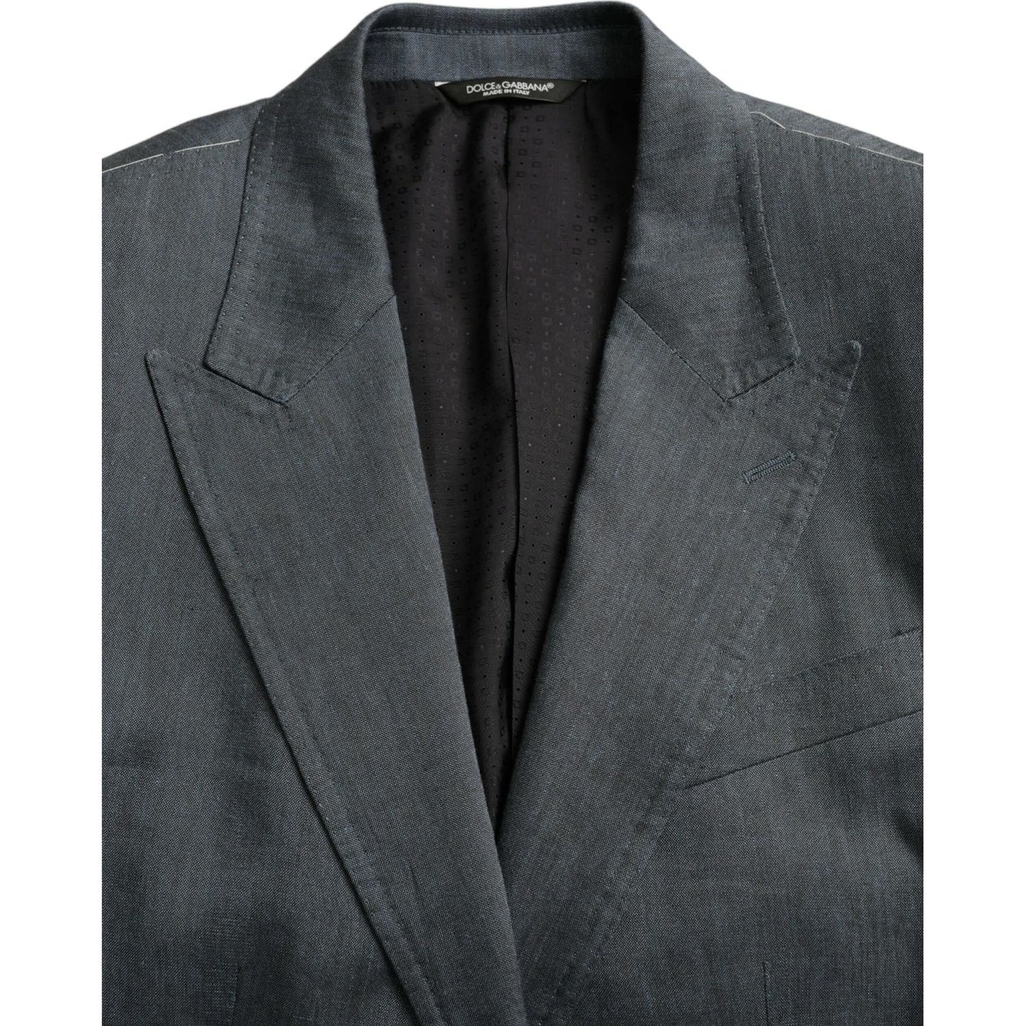 Blue Linen NAPOLI Single Breasted Coat Blazer