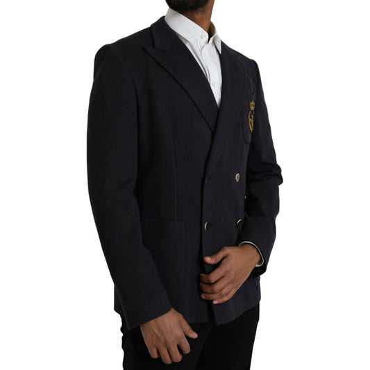 Dark Blue Crown Bee Double Breasted Blazer