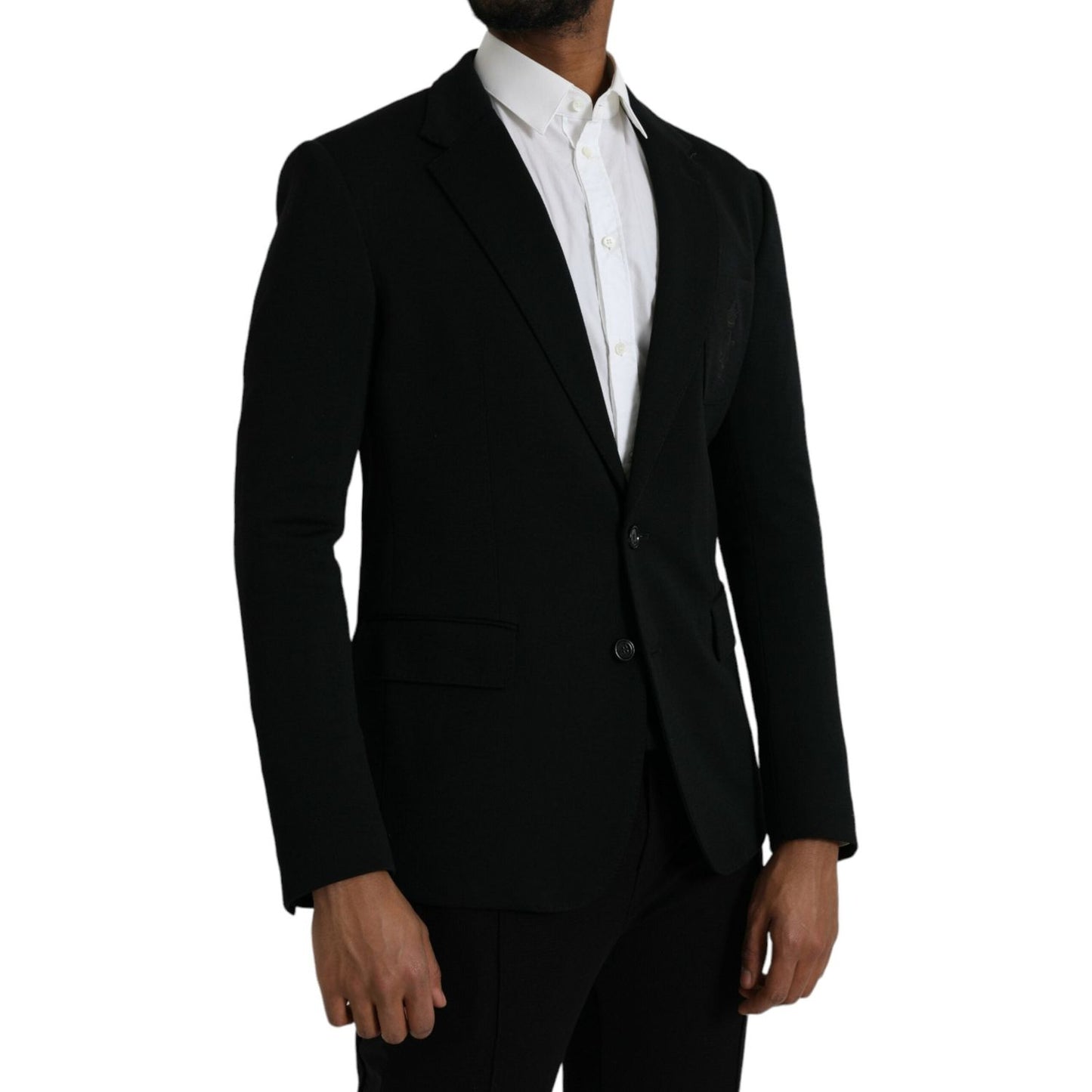 Black Wool Notch Single Breasted Coat Blazer