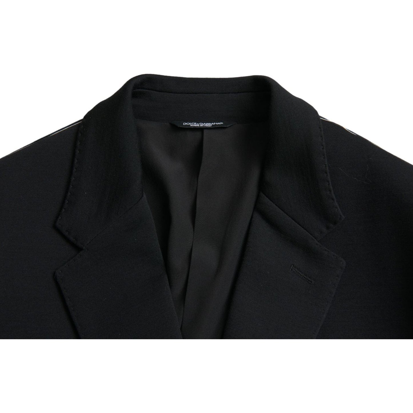 Black Wool Notch Single Breasted Coat Blazer