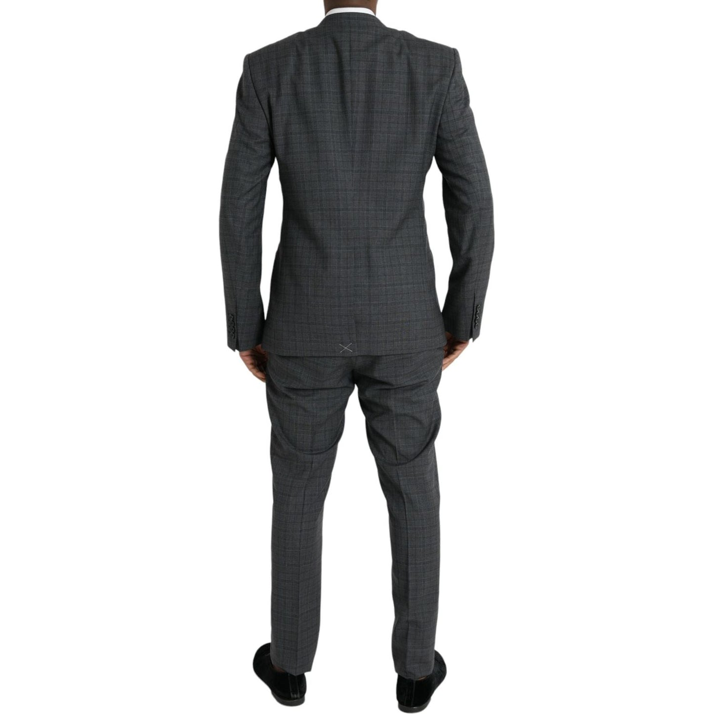 Gray Plaid Wool MARTINI Formal 2 Piece Suit