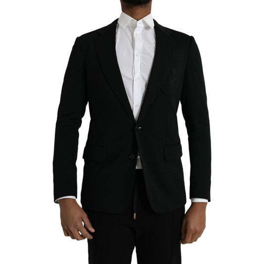 Black Wool 2 Piece Single Breasted Suit