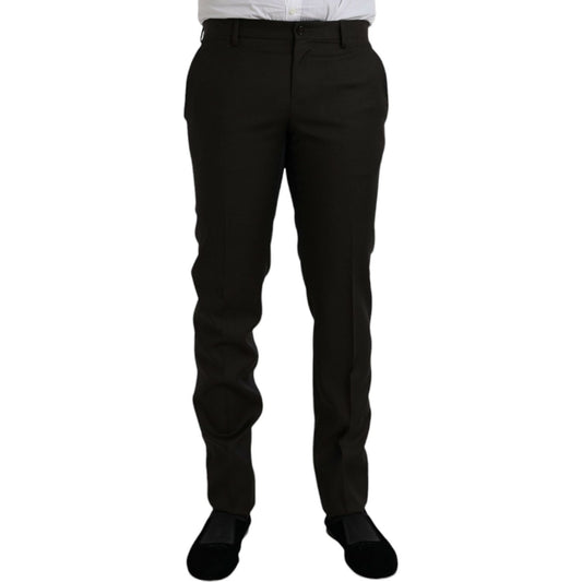 Dark Brown Wool Slim Fit Formal Pants