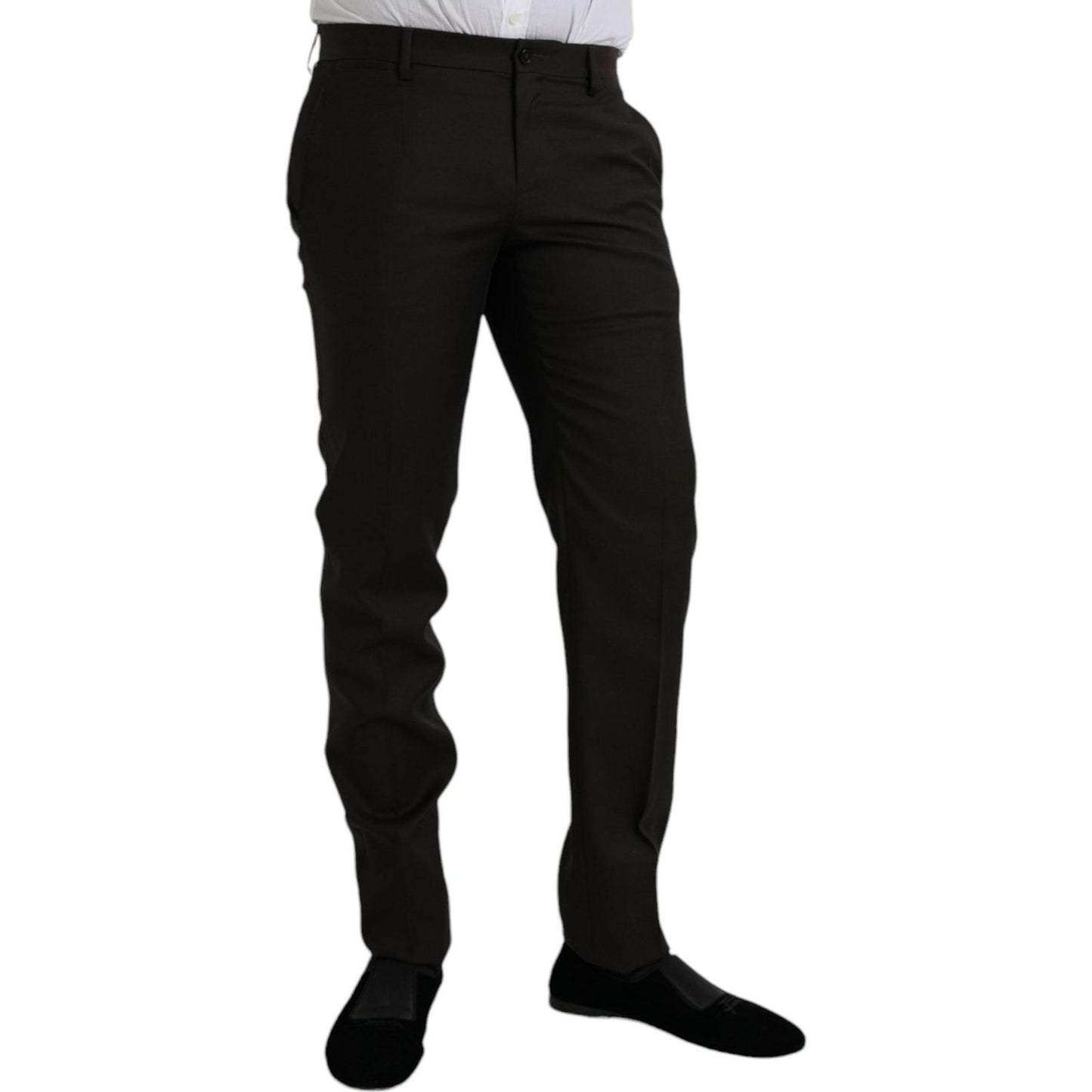 Dark Brown Wool Slim Fit Formal Pants