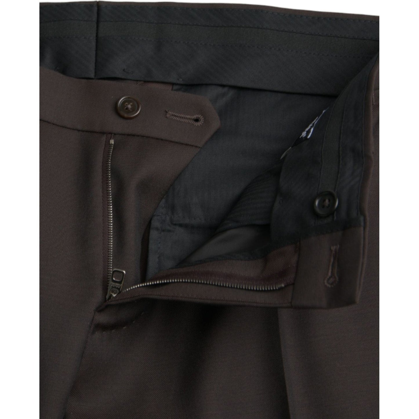 Dark Brown Wool Slim Fit Formal Pants