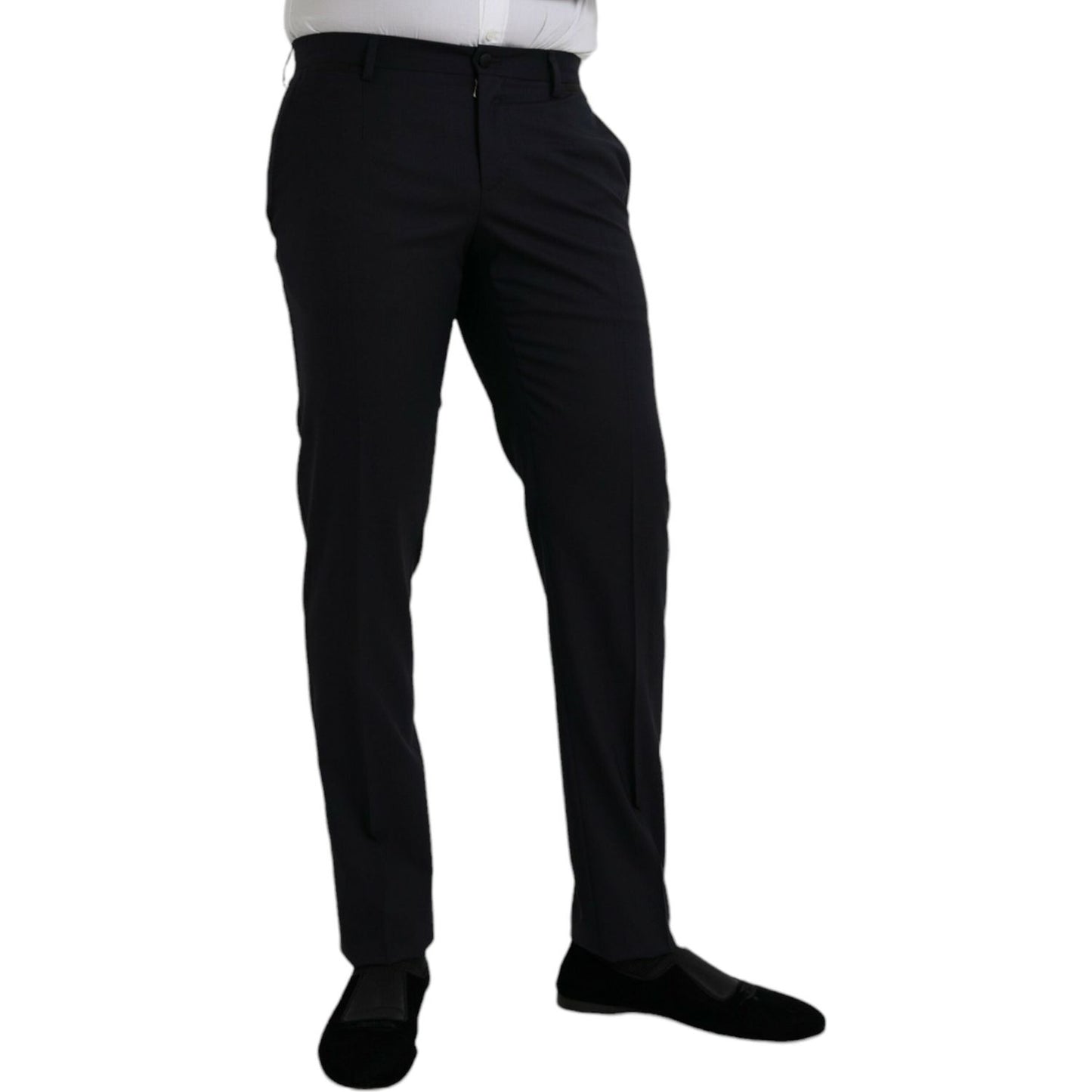 Dark Blue Wool Slim Fit Formal Pants