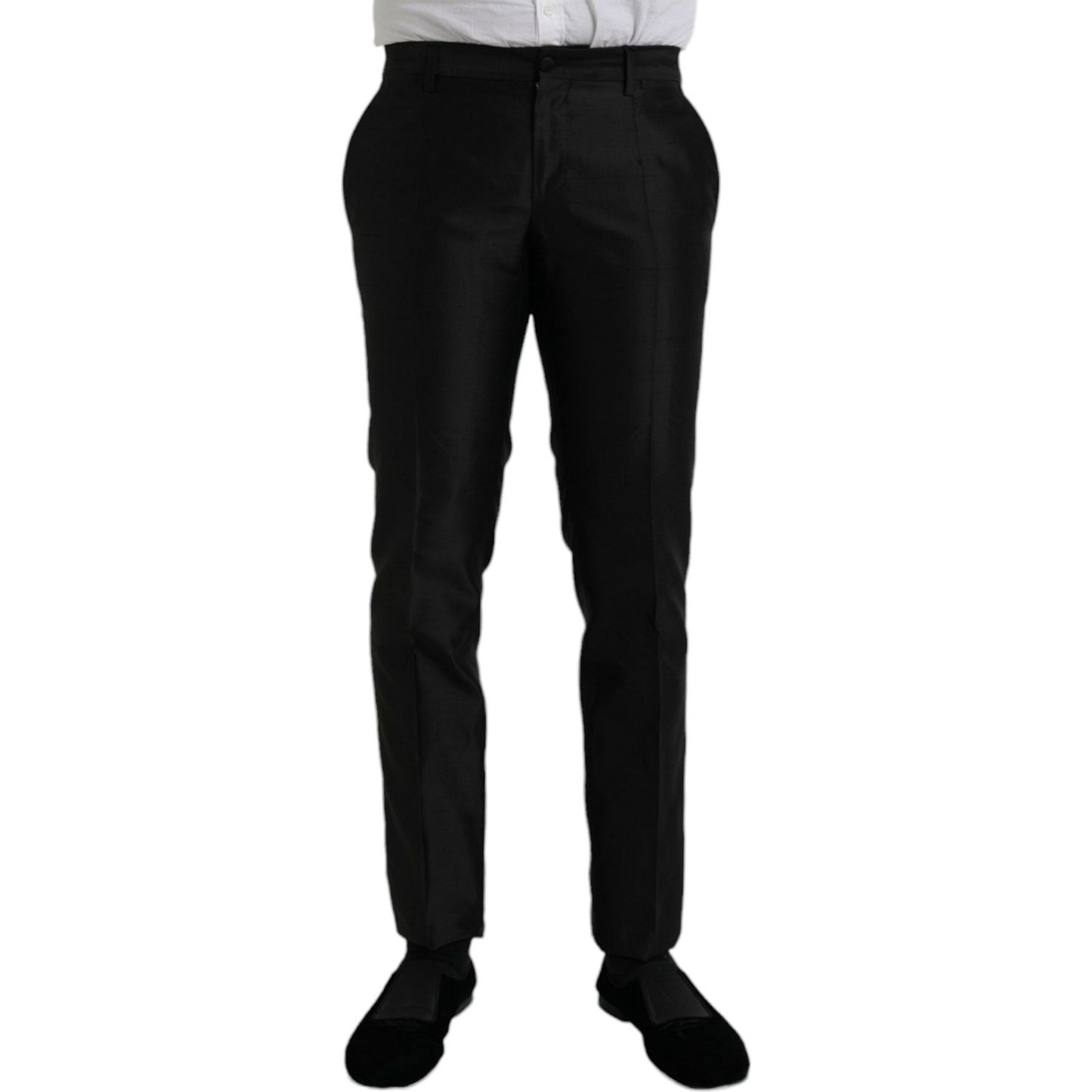 Black Silk SlimFit Dress Formal Pants