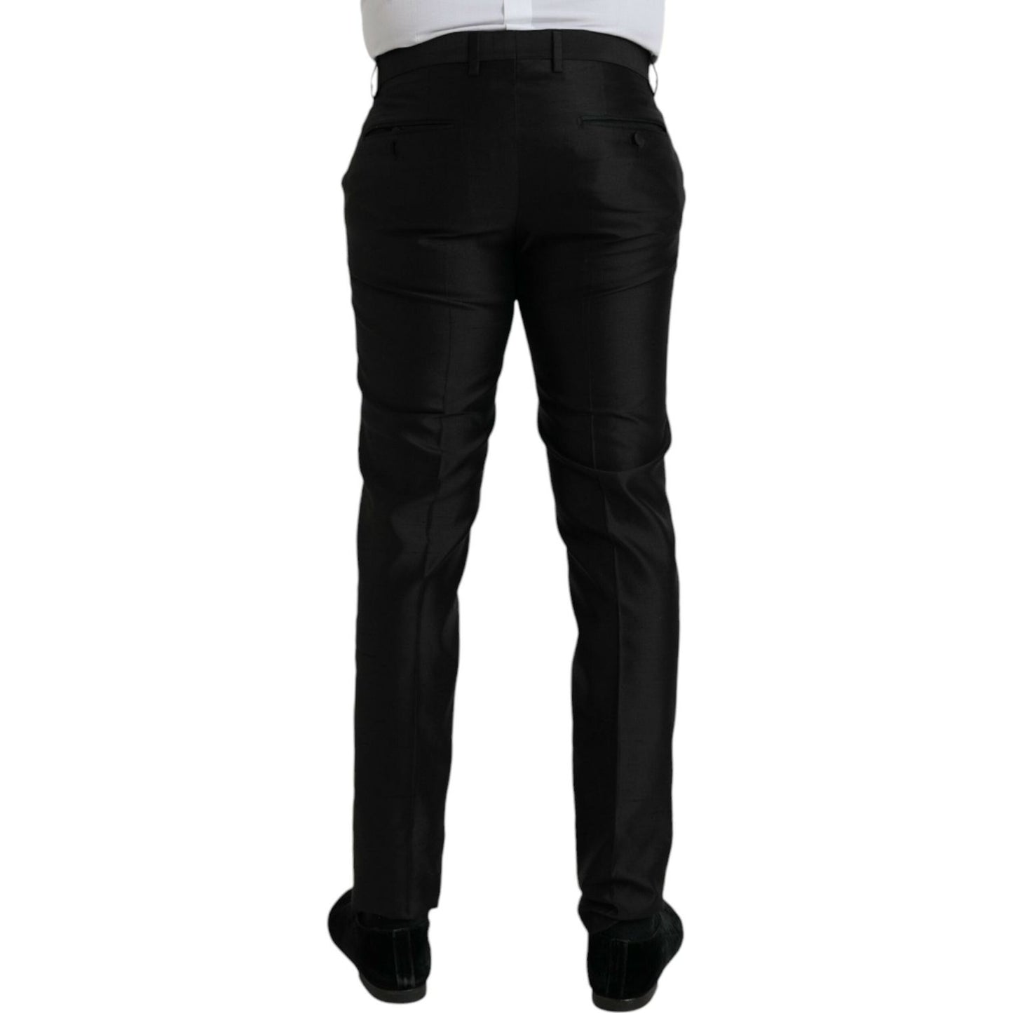 Black Silk SlimFit Dress Formal Pants